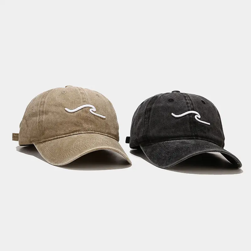 Women Washed Baseball Cap with Wave Embroidery - Image 10
