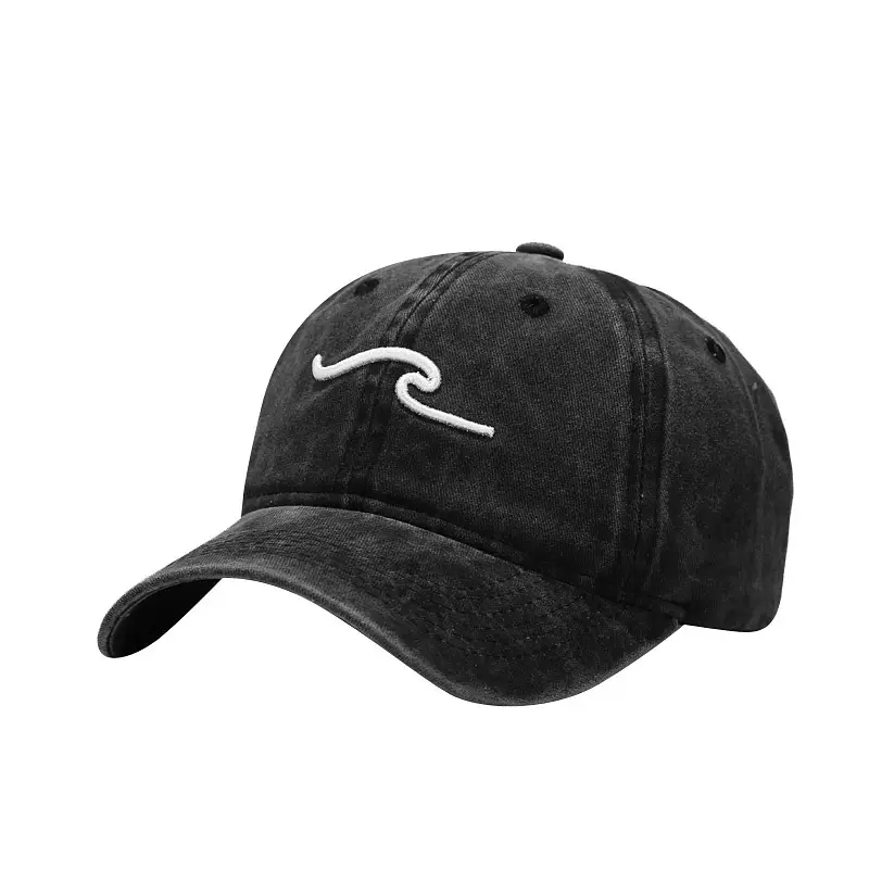 Women Washed Baseball Cap with Wave Embroidery - Image 12