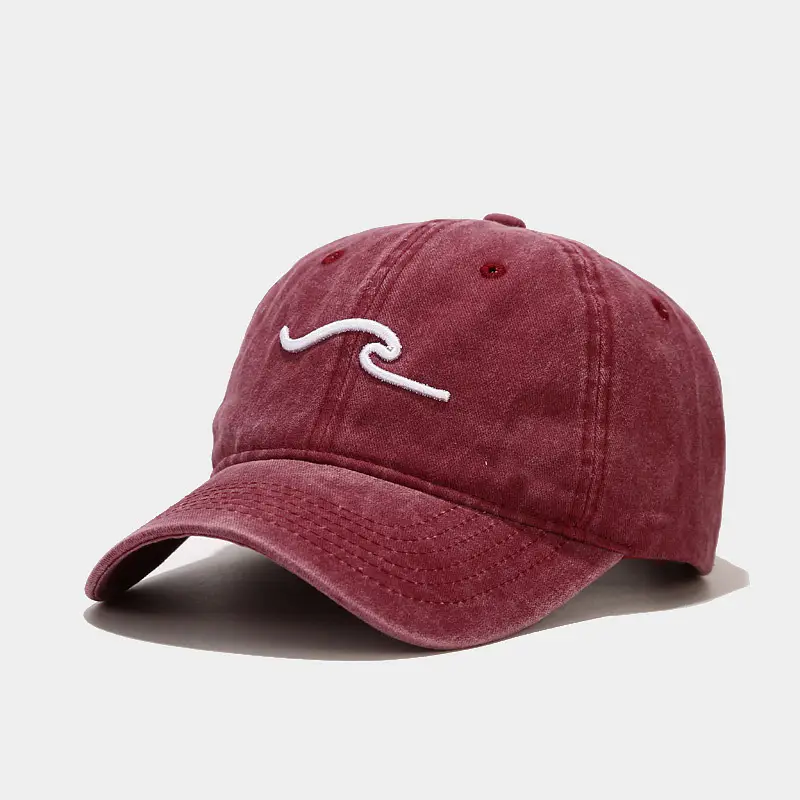 Women Washed Baseball Cap with Wave Embroidery - Image 4