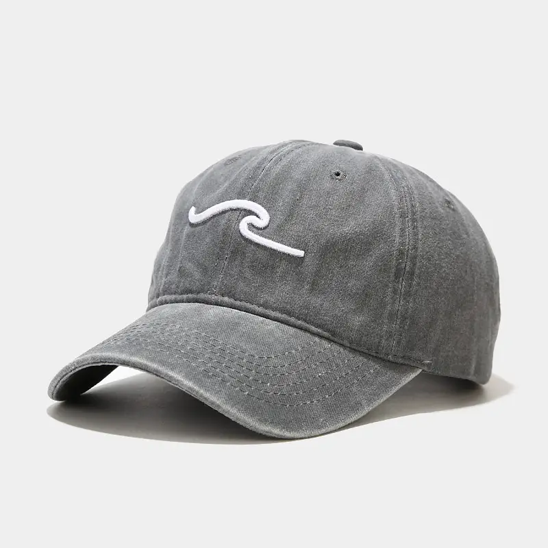 Women Washed Baseball Cap with Wave Embroidery - Image 5