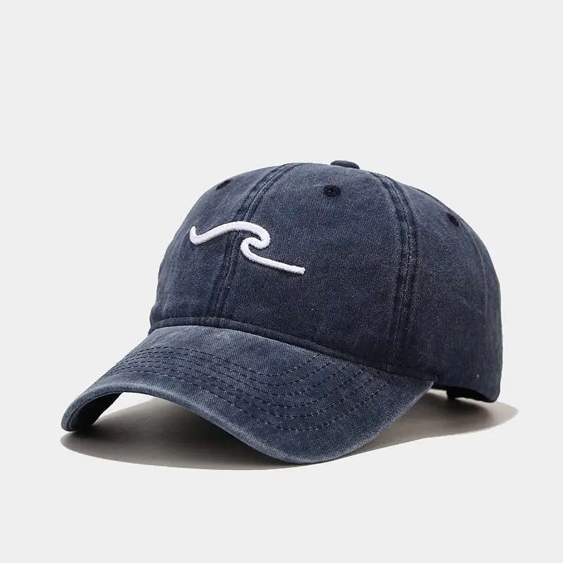 Women Washed Baseball Cap with Wave Embroidery - Image 6