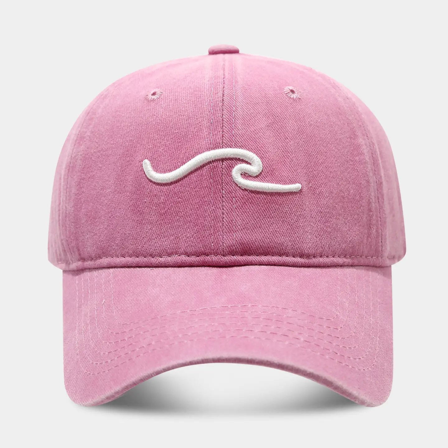 Women Washed Baseball Cap with Wave Embroidery - Image 7