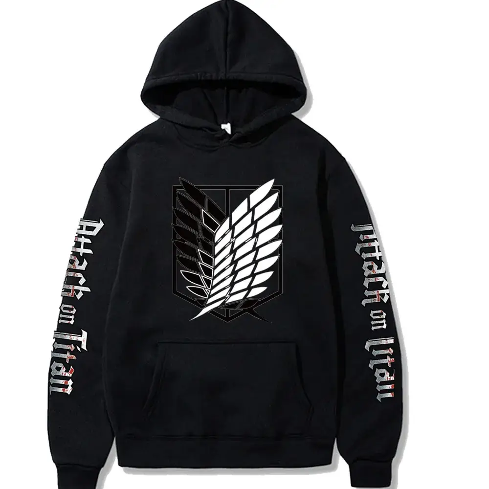 Cross-Brand Attack on Titan Hoodie Men Black - Image 5