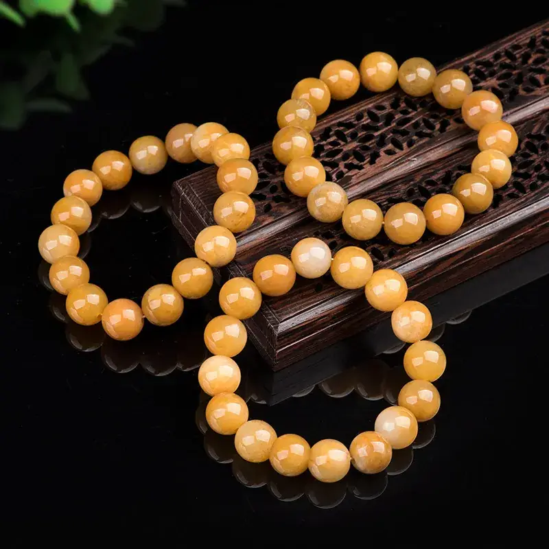Natural Xinjiang Golden Jade Bracelet 13mm - Image 3