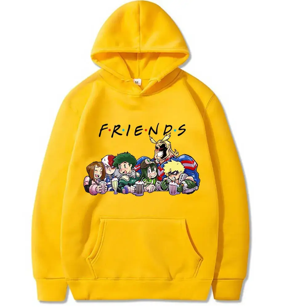 Men Cross-Branded My Hero Academia Hoodie White Friends Print - Image 2