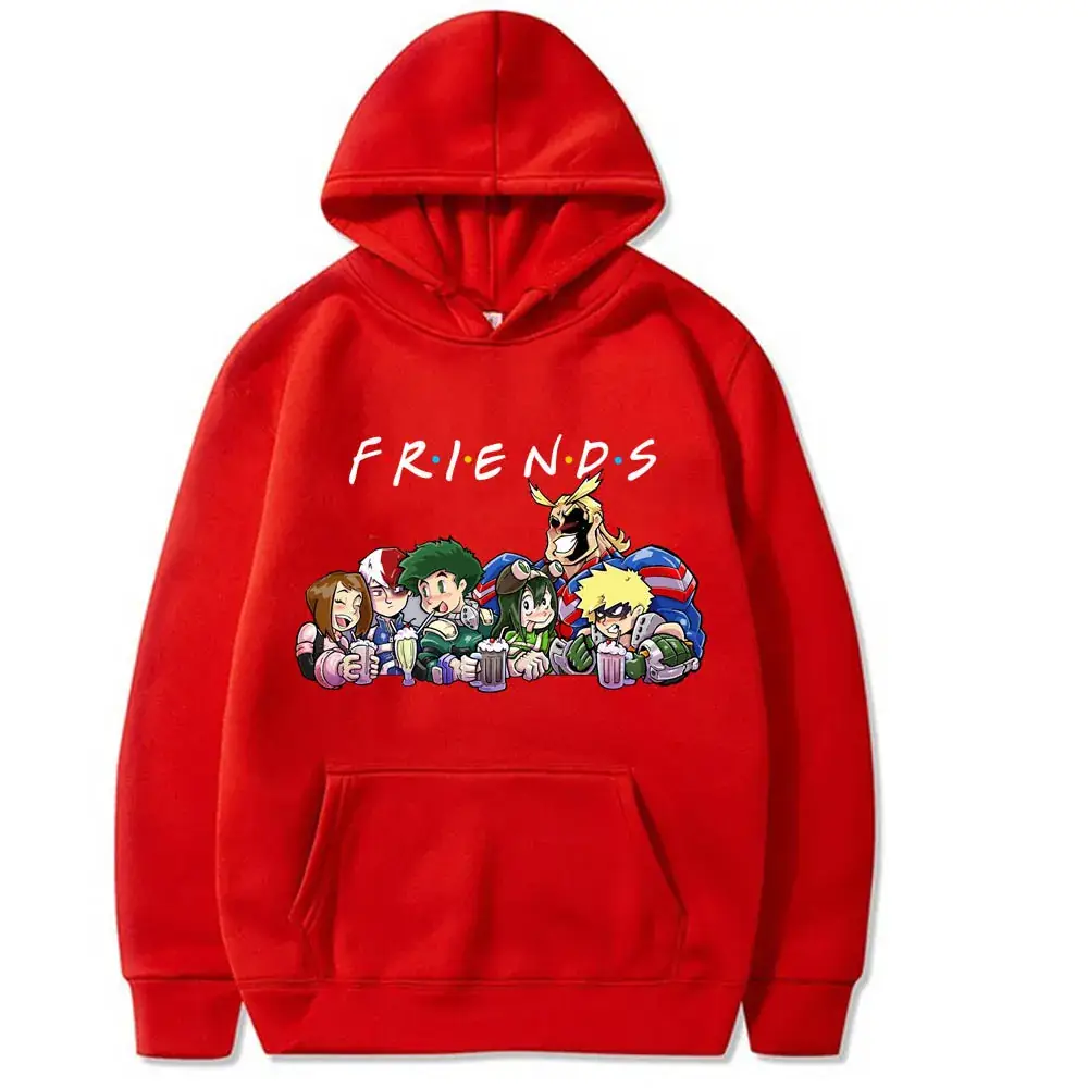 Men Cross-Branded My Hero Academia Hoodie White Friends Print - Image 3