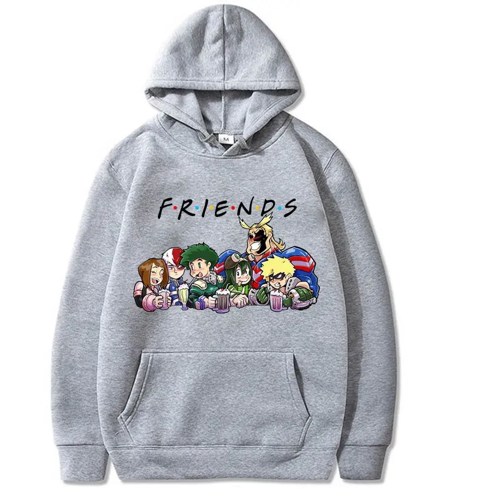 Men Cross-Branded My Hero Academia Hoodie White Friends Print - Image 4