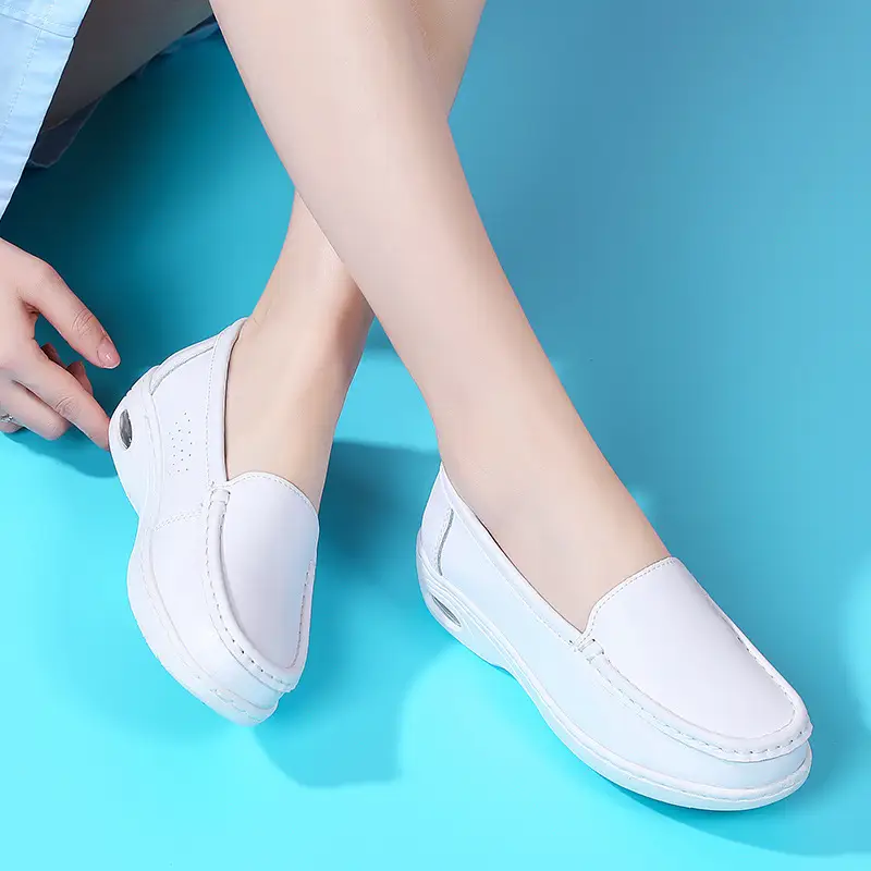 In Stock, New Summer Style White Nurse Shoes with Air Cushion, Breathable, Anti-Odor, Soft Sole, Comfortable Work Shoes, Cross-Border Dropshipping