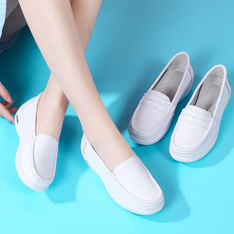 In Stock, New Summer Style White Nurse Shoes with Air Cushion, Breathable, Anti-Odor, Soft Sole, Comfortable Work Shoes, Cross-Border Dropshipping