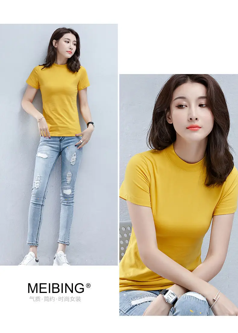 Women Black Half Turtleneck Slim T-Shirt Large — feature 13