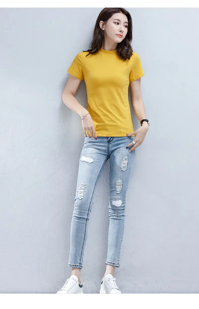 Women Black Half Turtleneck Slim T-Shirt Large — feature 15