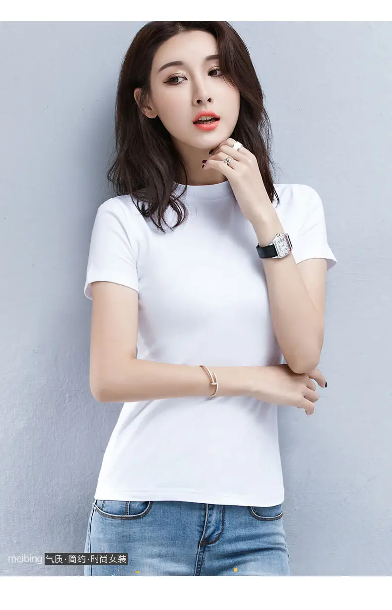 Women Black Half Turtleneck Slim T-Shirt Large — feature 17