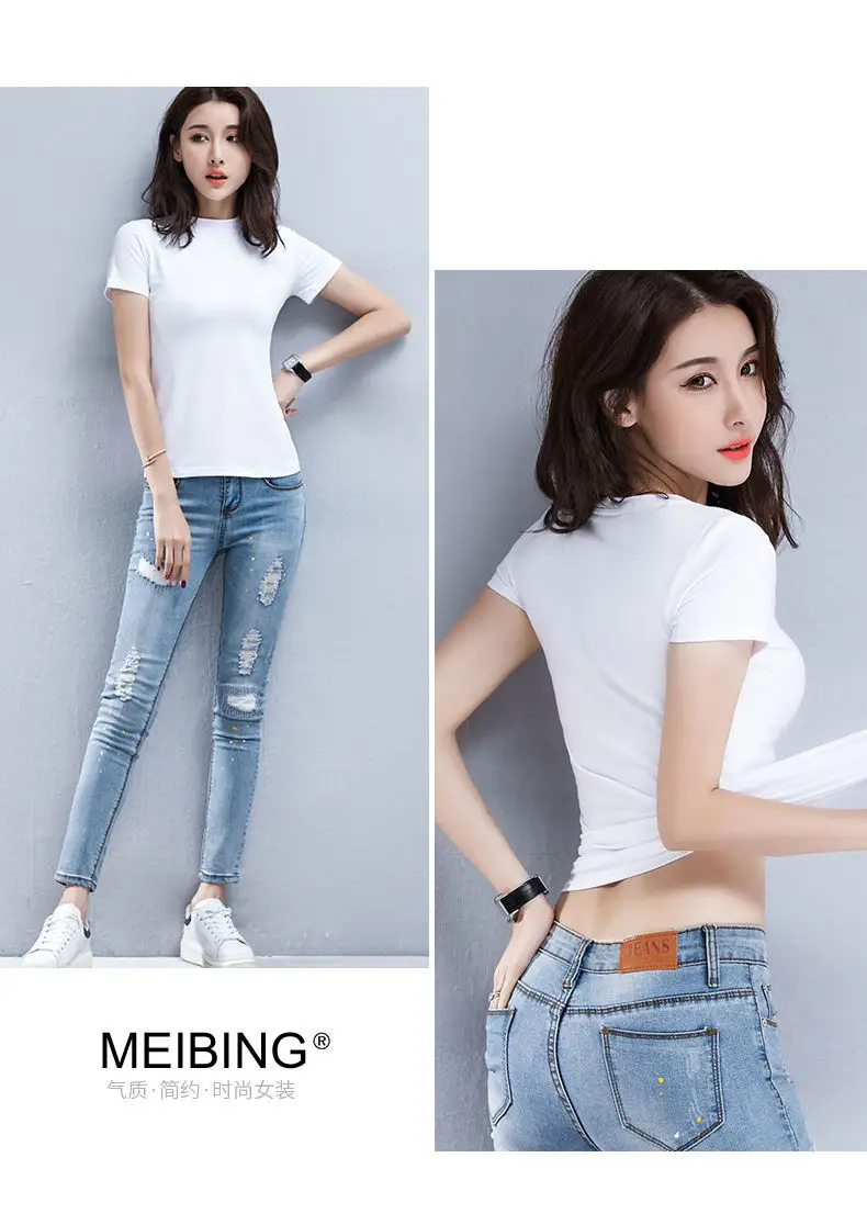 Women Black Half Turtleneck Slim T-Shirt Large — feature 18