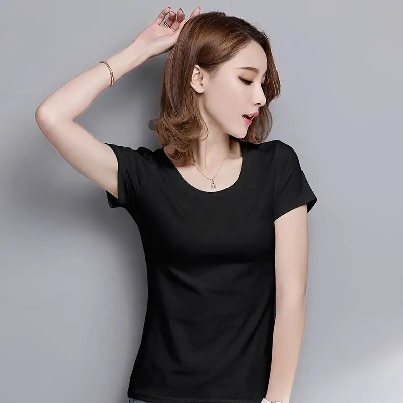 Women Black Half Turtleneck Slim T-Shirt Large - Image 7