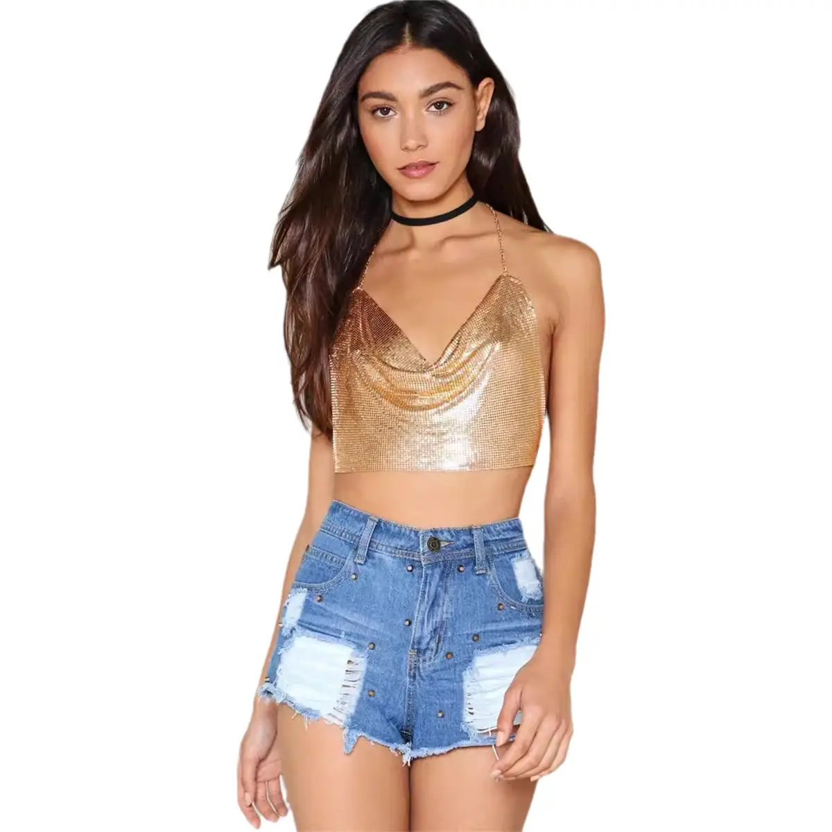 2025 Gold Lace Backless Camisole for Women - Image 15