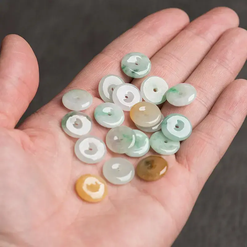 Natural Burmese Jade 13mm Tri-Color Safety Buckle Spacers - Image 4