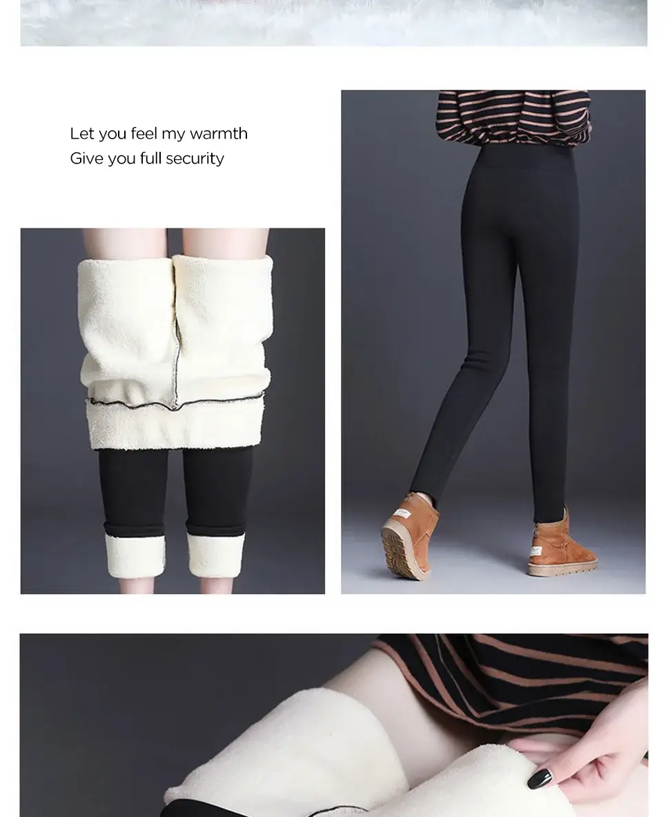 New Women's Fleece Leggings High Waist Warm Winter Pants — feature 39