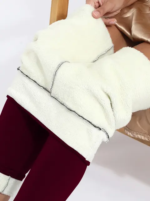 New Women's Fleece Leggings High Waist Warm Winter Pants - Image 7