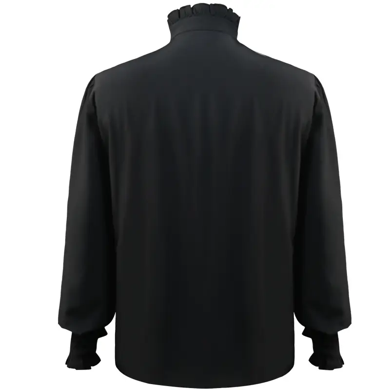 Men's White Pleated Pirate Shirt Medieval Renaissance Steampunk Top - Image 5