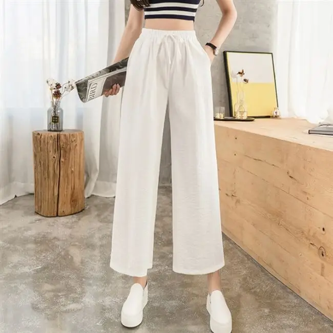 Women Wide Leg Pants Summer Loose High Waist Straight Pants Korean Style Slim Look - Image 9