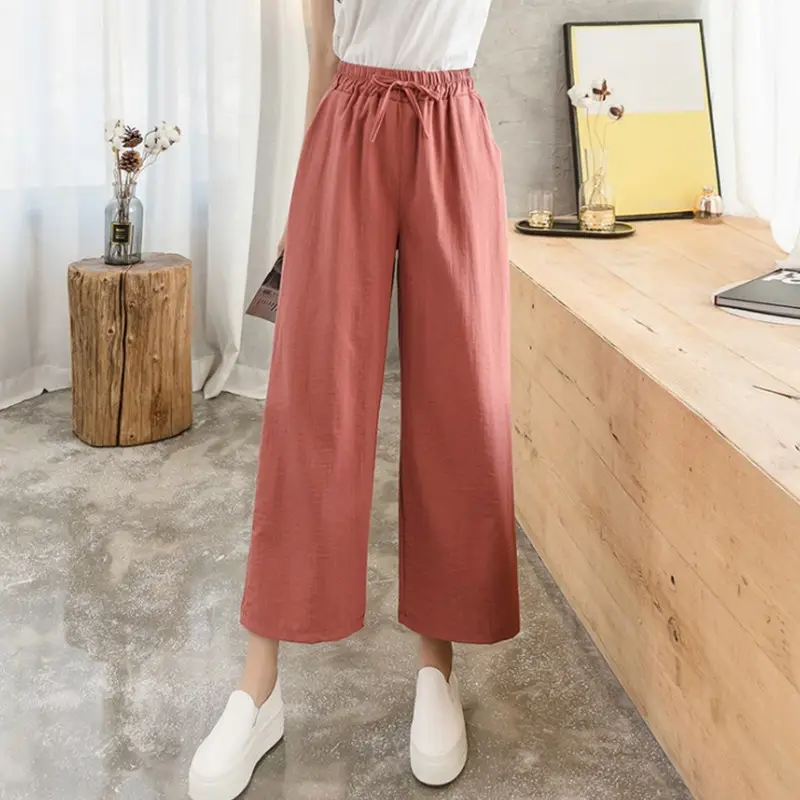 Women Wide Leg Pants Summer Loose High Waist Straight Pants Korean Style Slim Look - Image 2