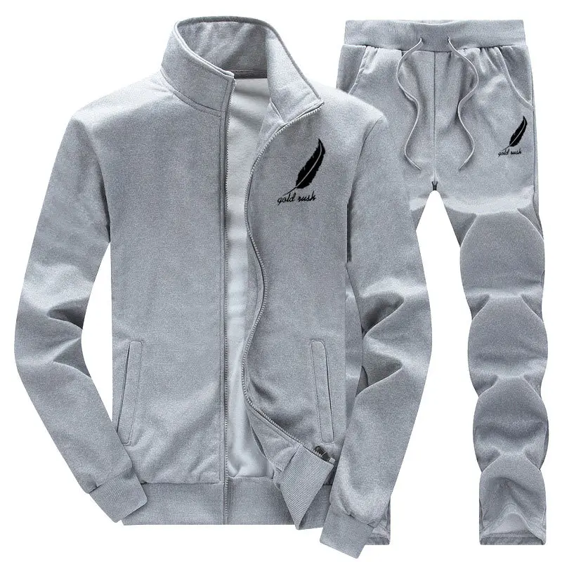 Men's White Black Zipper Track Suit with Logo - Image 5