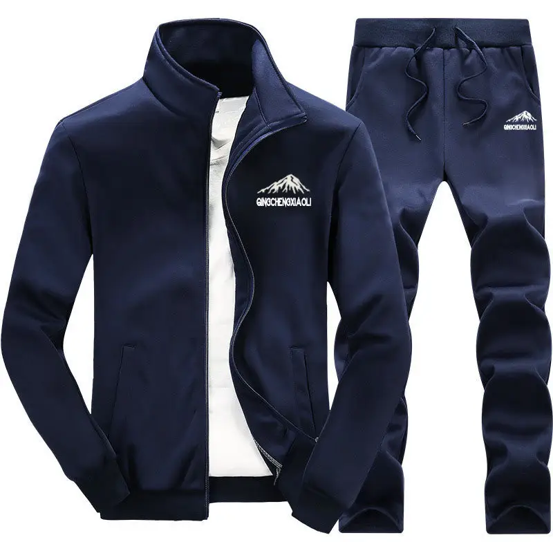 Men's White Black Zipper Track Suit with Logo - Image 4