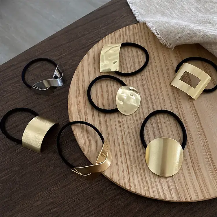 Women's Cold Style Metal Hair Tie Ring Black - Image 11