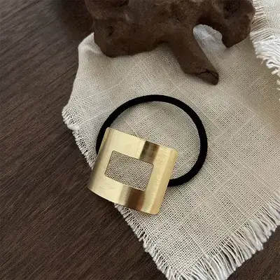 Women's Cold Style Metal Hair Tie Ring Black - Image 5