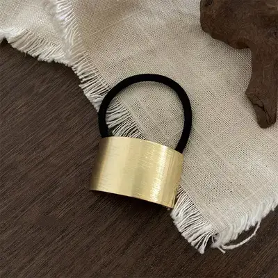 Women's Cold Style Metal Hair Tie Ring Black - Image 7