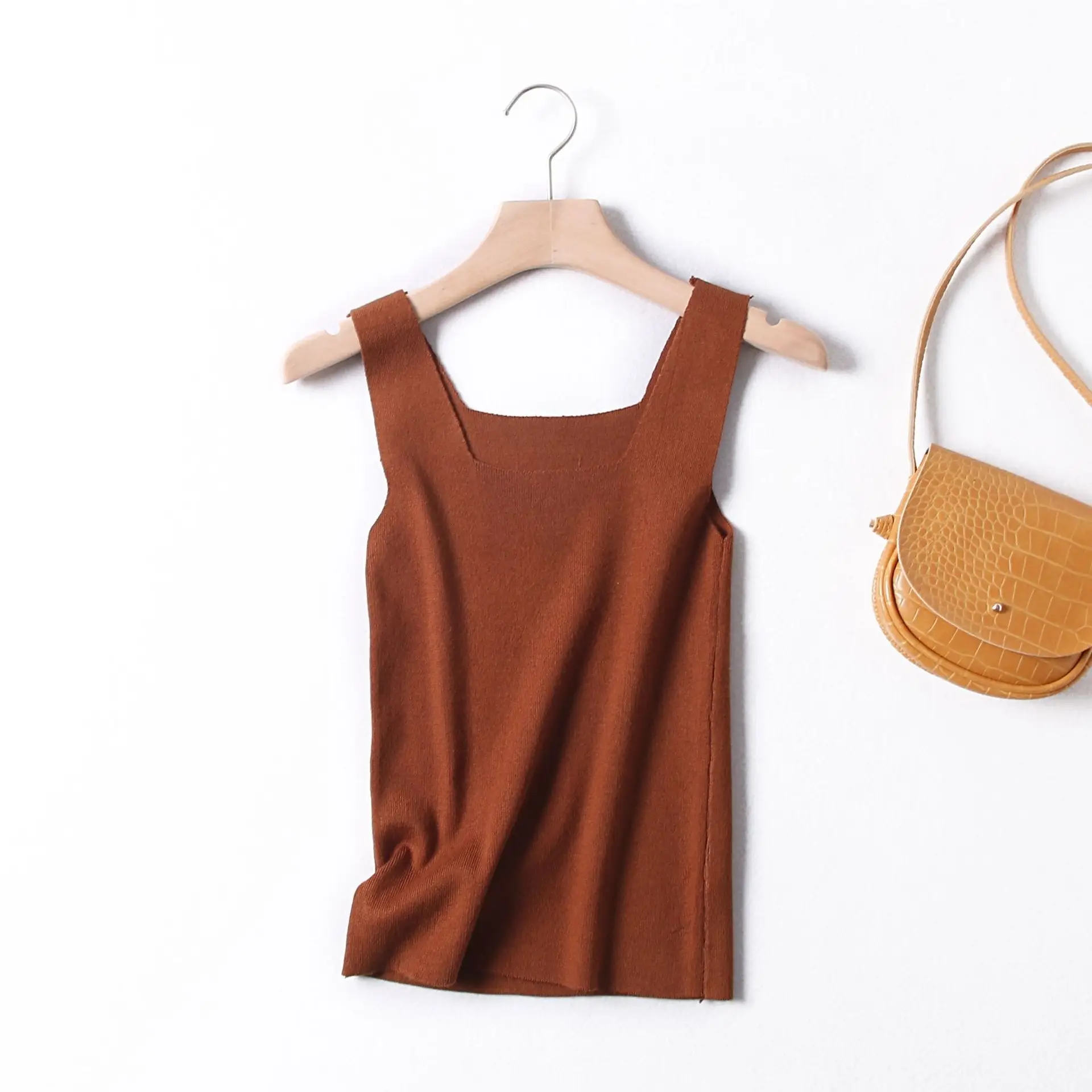 Black Knitted Square Neck Vest for Women - Image 6