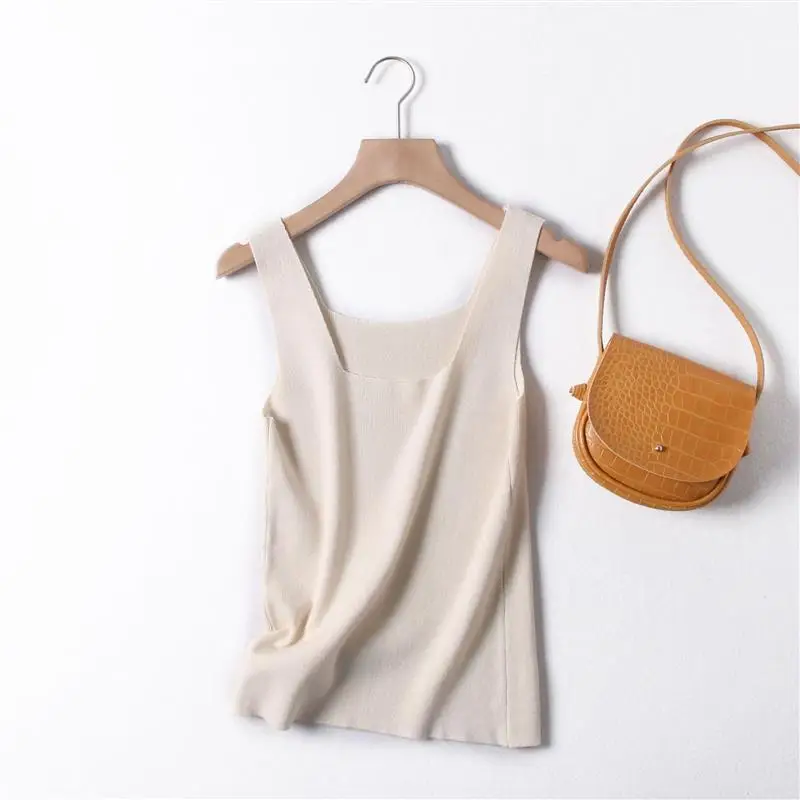 Black Knitted Square Neck Vest for Women - Image 3