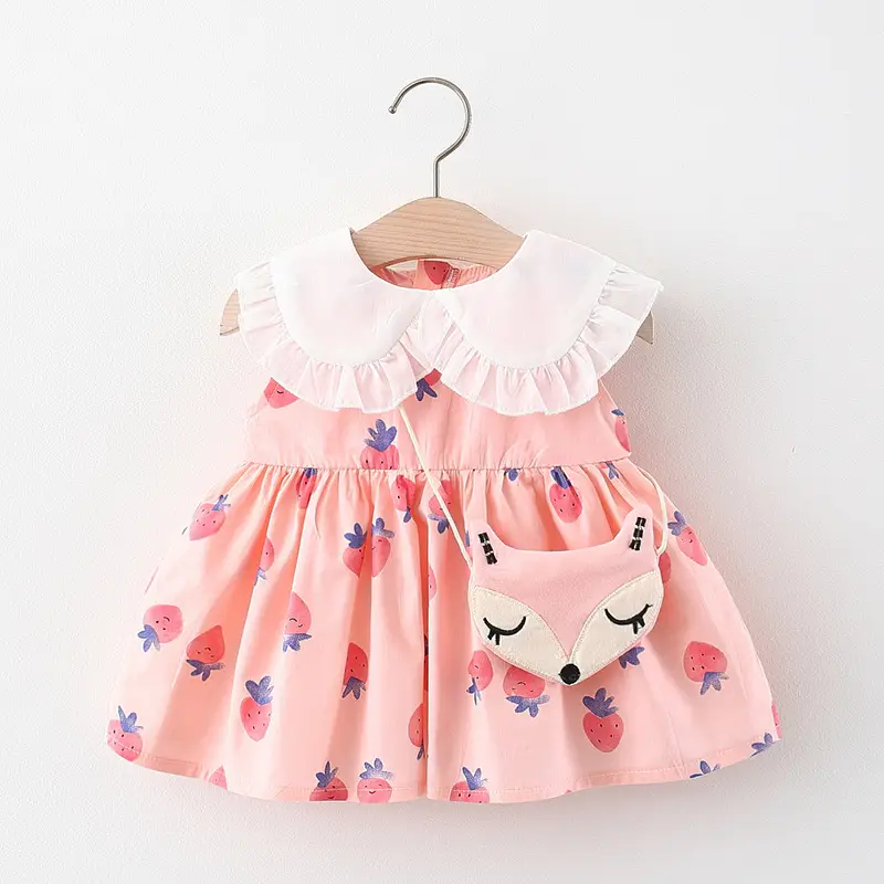 Summer Girls Dress Sleeveless Lacy Collar Strawberry Fox Crosswinker - Image 2