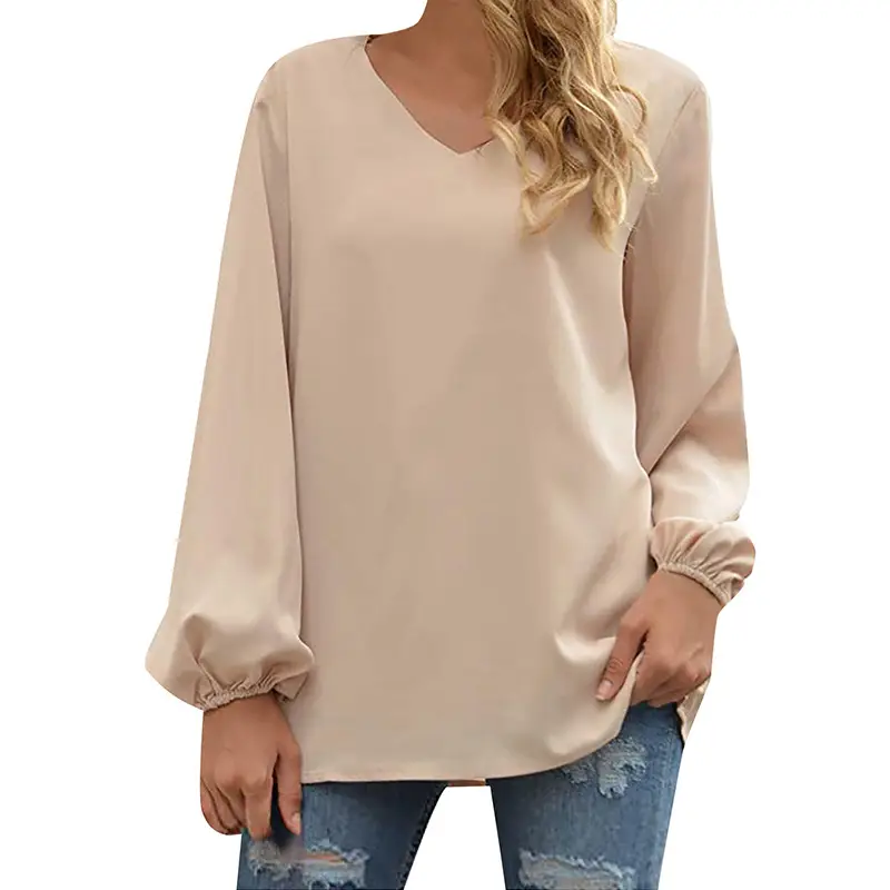 Women's Black V-Neck Long Sleeve Pullover Top - Image 4