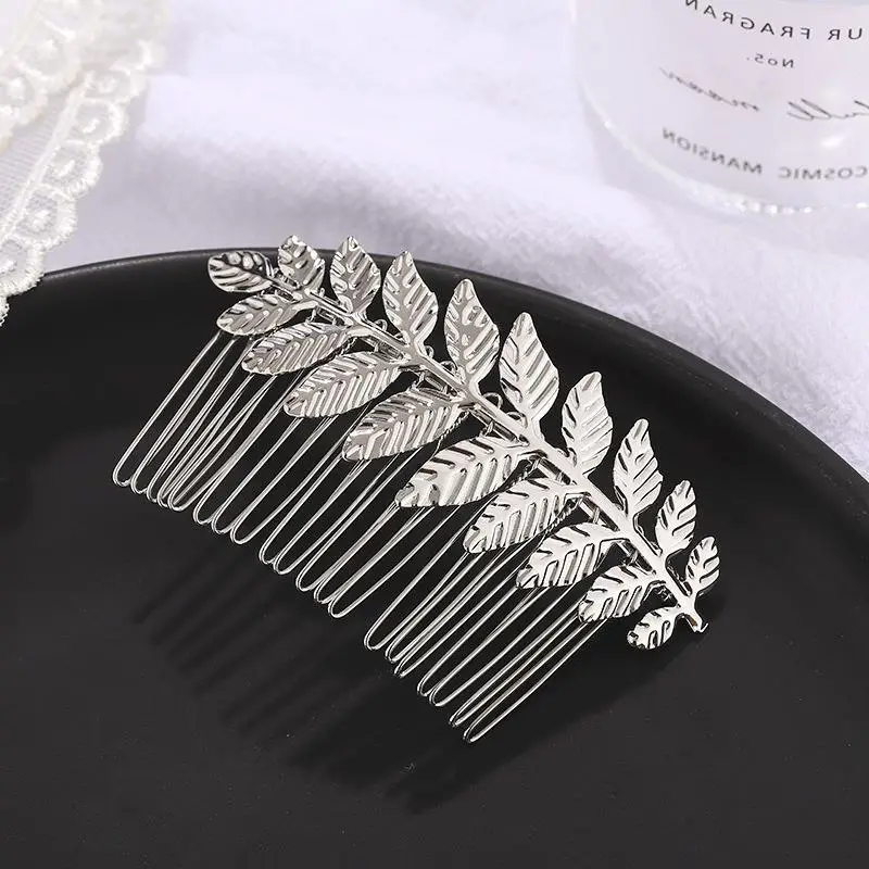 Gold Leaf Metal Hair Comb for Women - Image 2