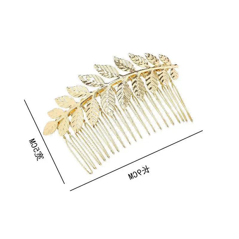 Gold Leaf Metal Hair Comb for Women - Image 5