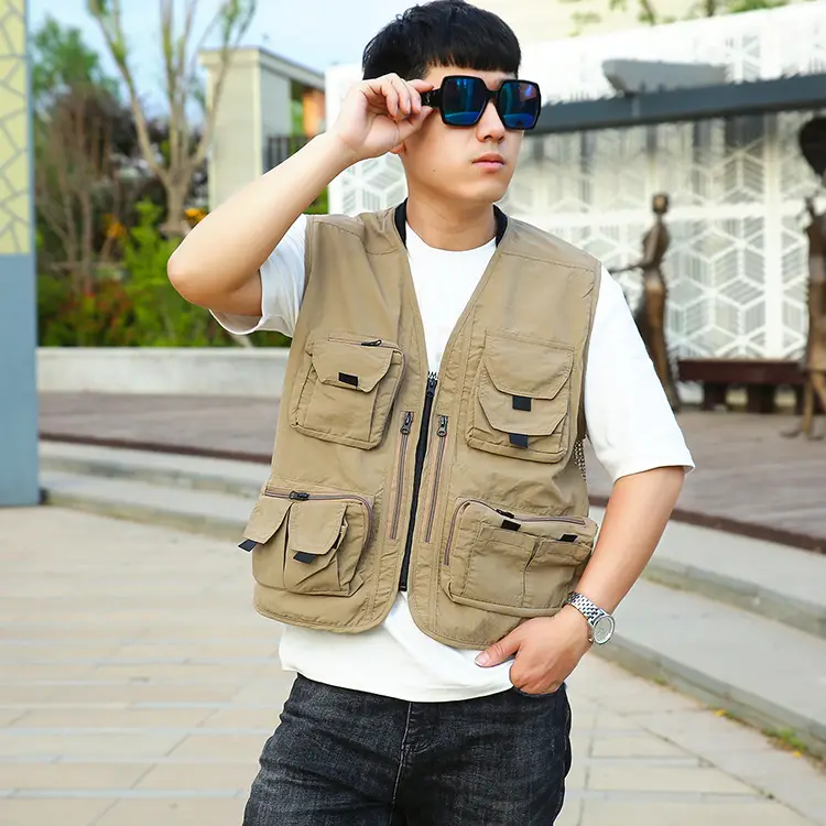 Men's Green Multi-Pocket Fishing Vest Spring Autumn - Image 6