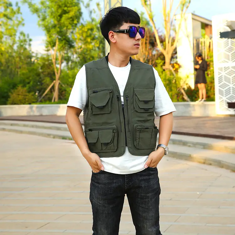 Men's Green Multi-Pocket Fishing Vest Spring Autumn - Image 8