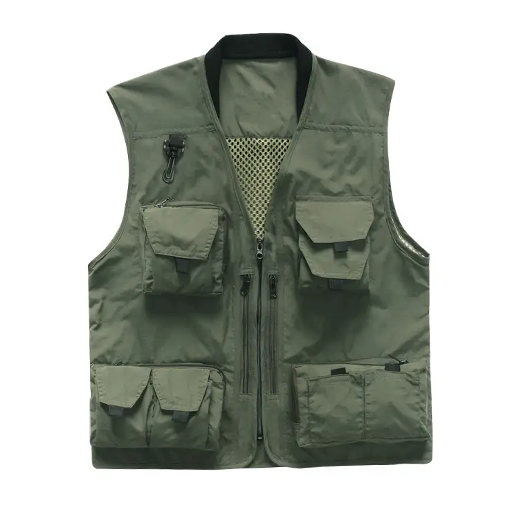 Men's Green Multi-Pocket Fishing Vest Spring Autumn - Image 9