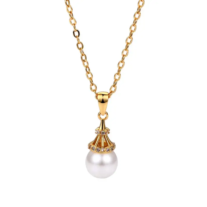Korean Style Pearl Pendant & Earrings Set Gold Silver - Image 13