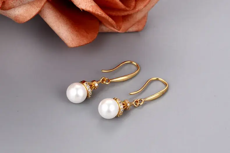 Korean Style Pearl Pendant & Earrings Set Gold Silver - Image 6