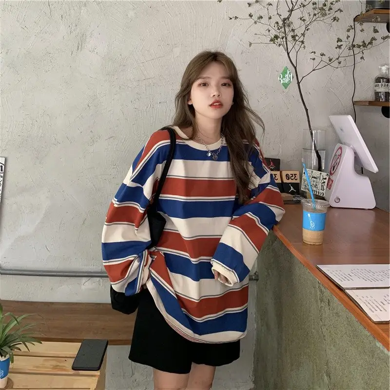 Women Striped Loose Fit T-Shirt 2021 New Spring — feature 3