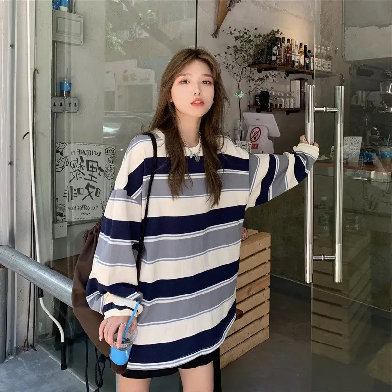 Women Striped Loose Fit T-Shirt 2021 New Spring — feature 4
