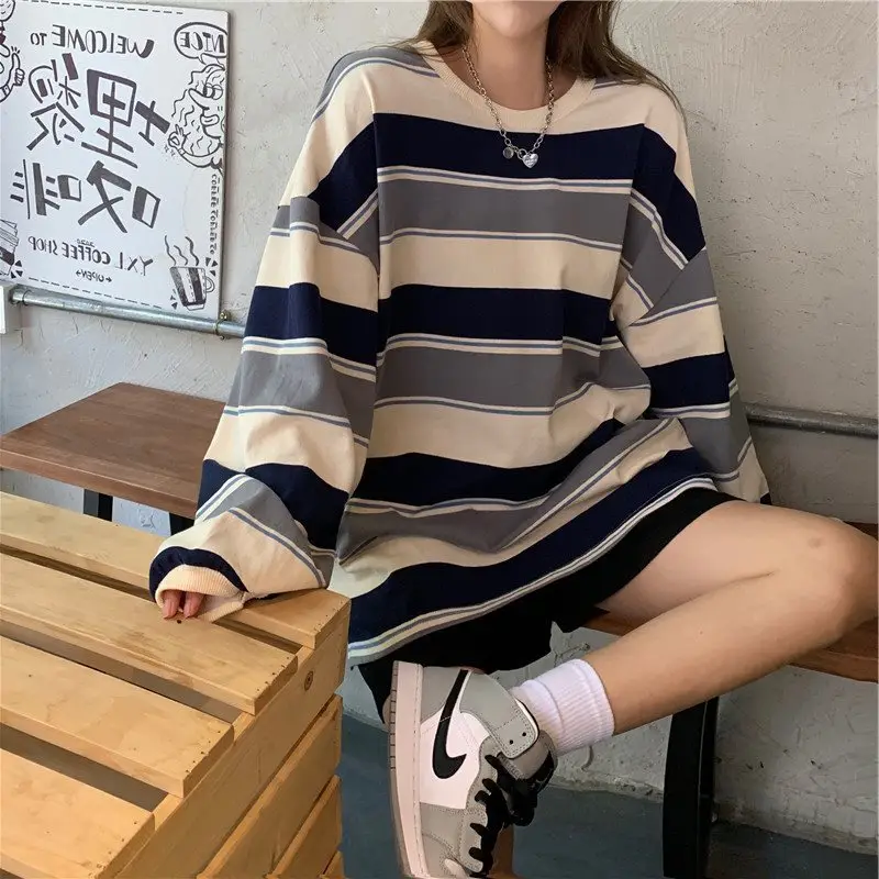 Women Striped Loose Fit T-Shirt 2021 New Spring — feature 5