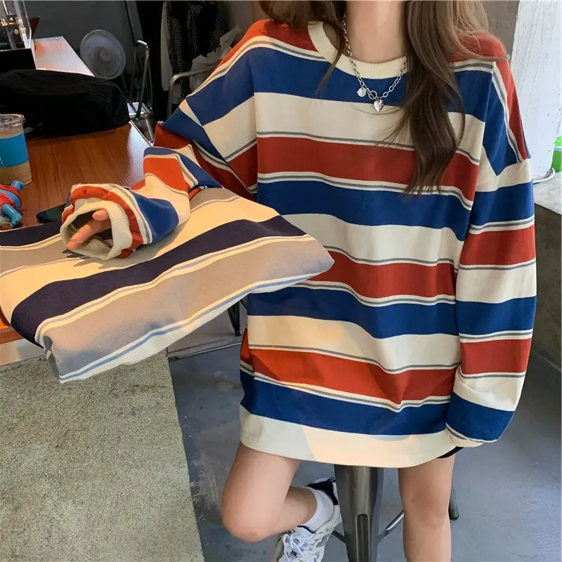 Women Striped Loose Fit T-Shirt 2021 New Spring — feature 6