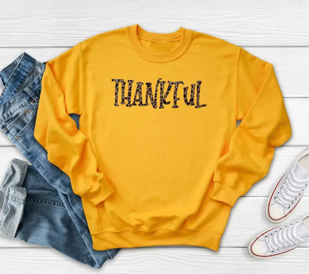 Thankful Letter Printed Crewneck Sweatshirt