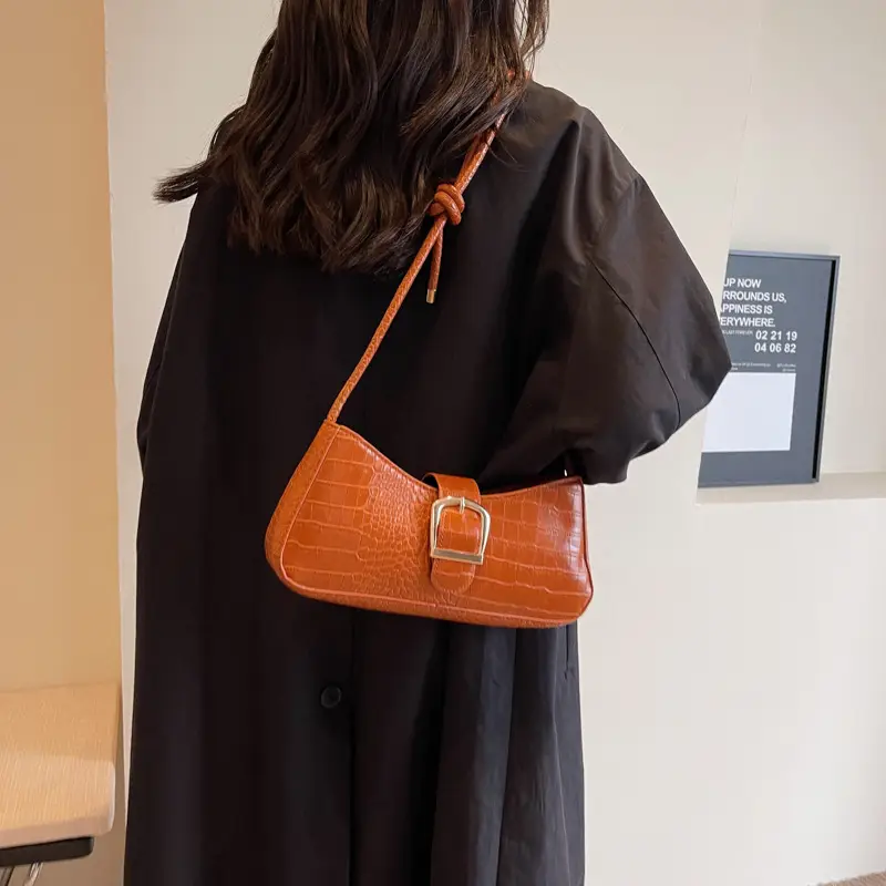 Trendy Brown Textured Shoulder Bag for Women - Image 6