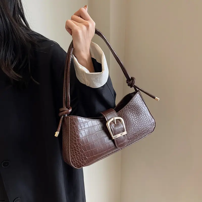 Trendy Brown Textured Shoulder Bag for Women - Image 7