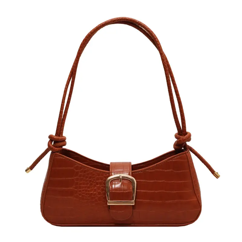 Trendy Brown Textured Shoulder Bag for Women - Image 9