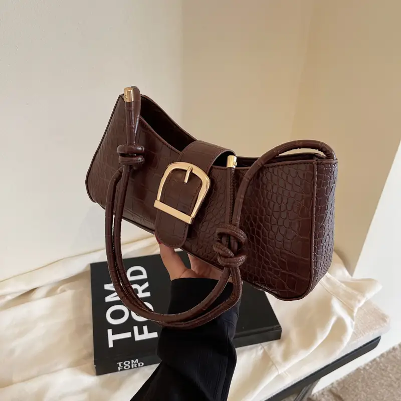 Trendy Brown Textured Shoulder Bag for Women - Image 3